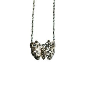 FAS SS Marcasite Butterfly Necklace